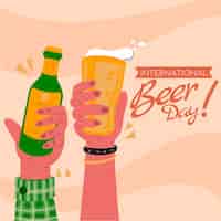Vecteur gratuit illustration de la journée internationale de la bière dessinée à la main