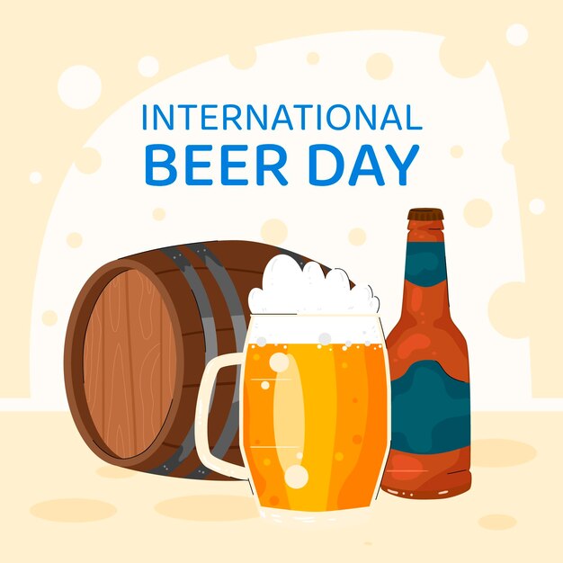 Illustration de la journée internationale de la bière dessinée à la main
