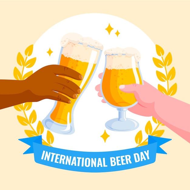 Vecteur gratuit illustration de la journée internationale de la bière