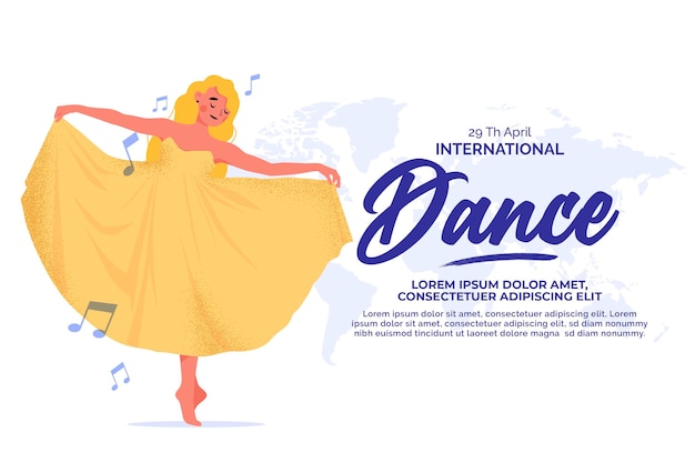 Vecteur gratuit illustration de la journée internationale de la danse plate