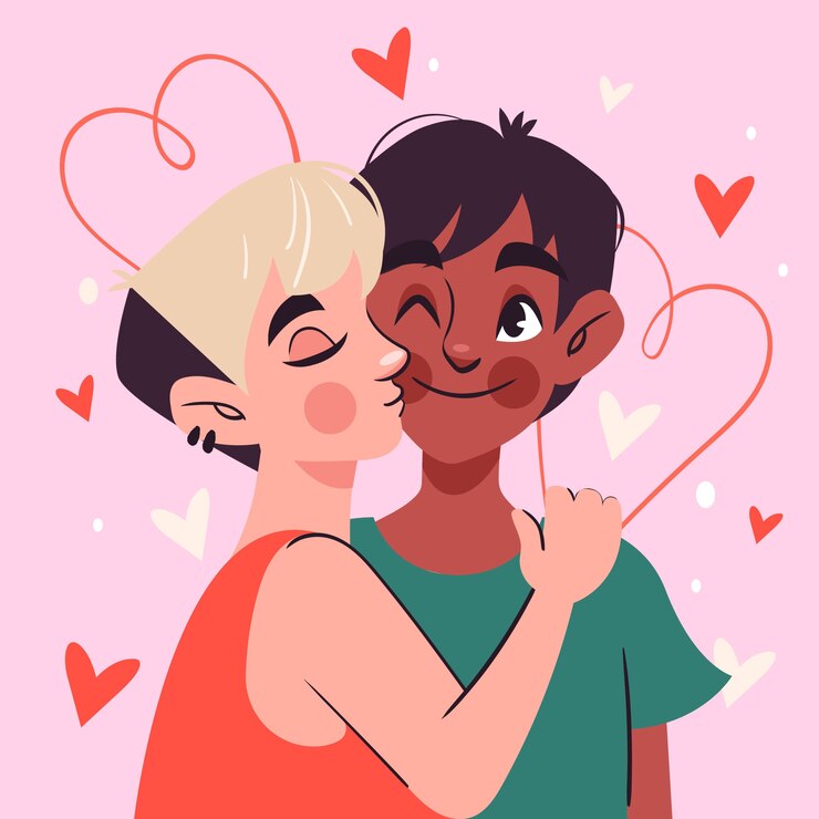Vecteur gratuit illustration de la journée internationale du baiser plat