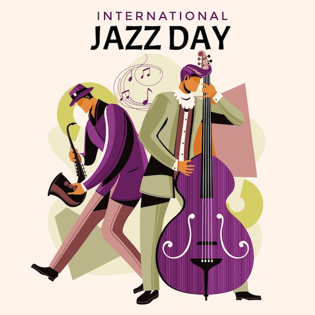 Vecteur gratuit illustration de la journée internationale du jazz dessinée à la main