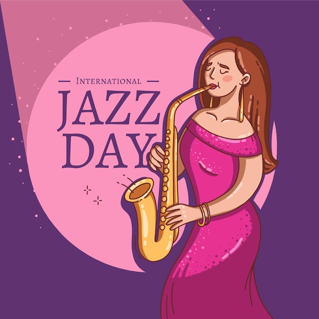 Vecteur gratuit illustration de la journée internationale du jazz dessinée à la main