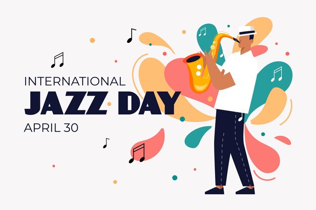 Illustration de la journée internationale du jazz plat