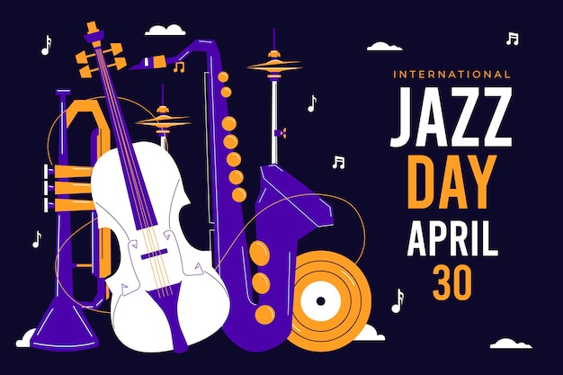 Vecteur gratuit illustration de la journée internationale du jazz plat