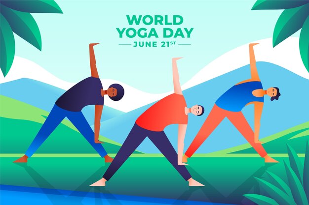 Illustration de la journée internationale du yoga dégradé