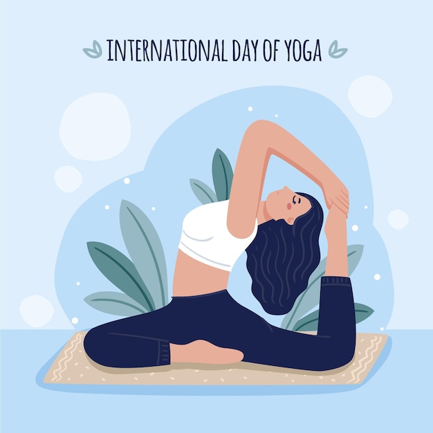 Illustration de la journée internationale du yoga dessinée à la main