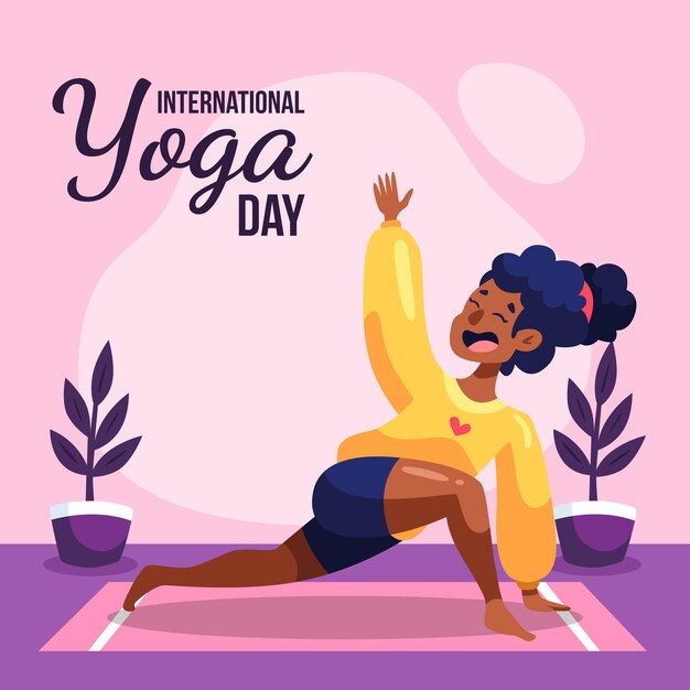 Illustration de la journée internationale du yoga dessinée à la main
