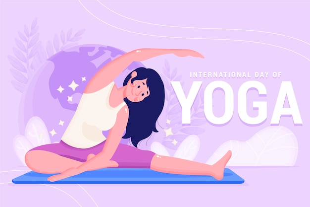 Illustration De La Journée Internationale Du Yoga Plat Bio