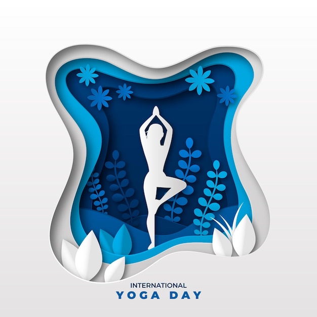 Vecteur gratuit illustration de la journée internationale du yoga en style papier