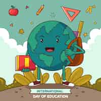 Vecteur gratuit illustration de la journée internationale de l'éducation dessinée à la main