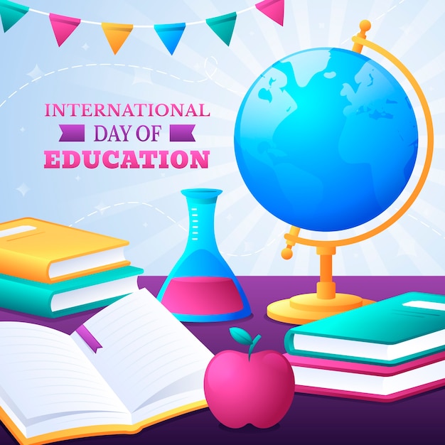 Vecteur gratuit illustration de la journée internationale de l'éducation en gradient