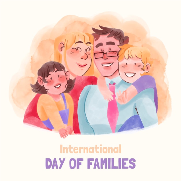 Illustration de la journée internationale des familles aquarelle peinte à la main