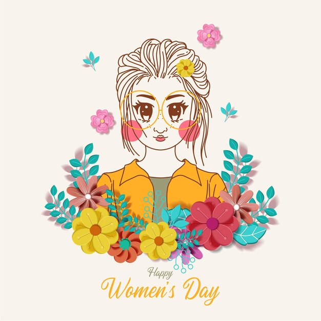 Illustration de la journée internationale de la femme avec profil de femme