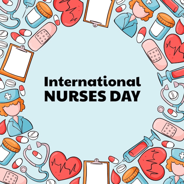 Illustration de la journée internationale des infirmières dessinée à la main