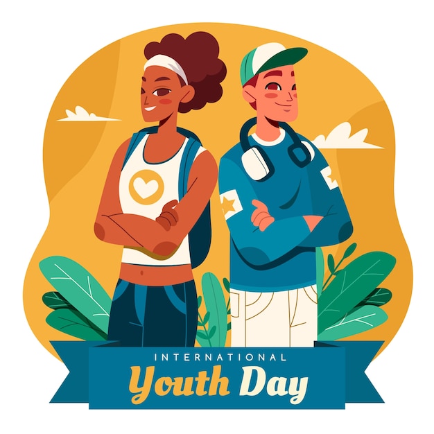 Vecteur gratuit illustration de la journée internationale de la jeunesse plate