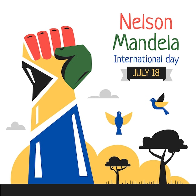 Illustration De La Journée Internationale Plat Nelson Mandela