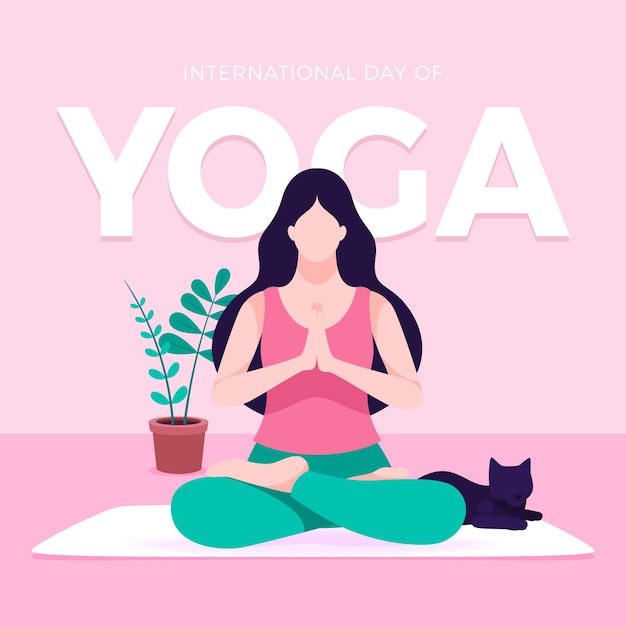 Vecteur gratuit illustration de la journée internationale plate du yoga