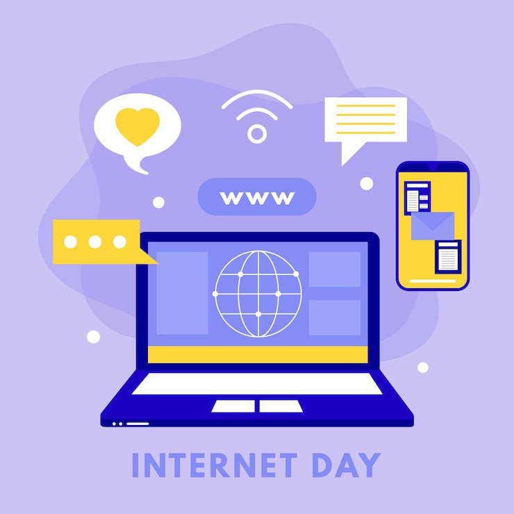 Vecteur gratuit illustration de la journée internet plat