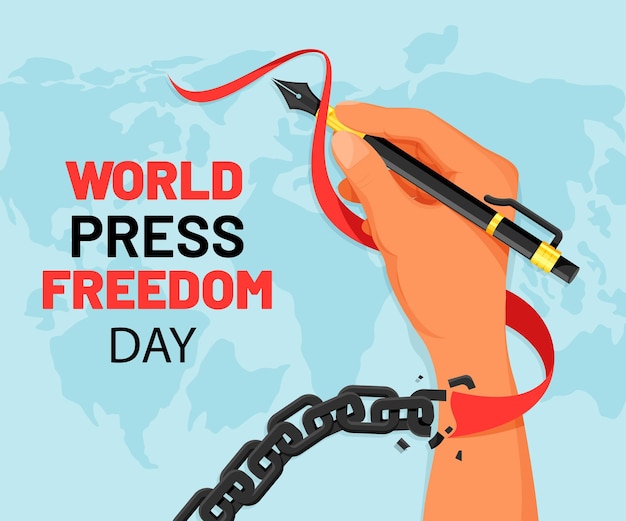 Vecteur gratuit illustration de la journée de la liberté de la presse dans le monde plat organique