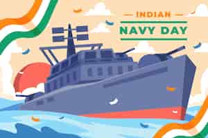 Vecteur gratuit illustration de la journée de la marine indienne plate