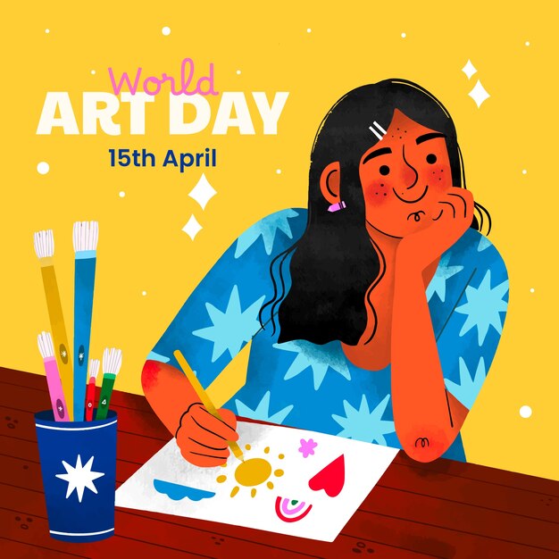 Illustration de la journée mondiale de l'art à l'aquarelle