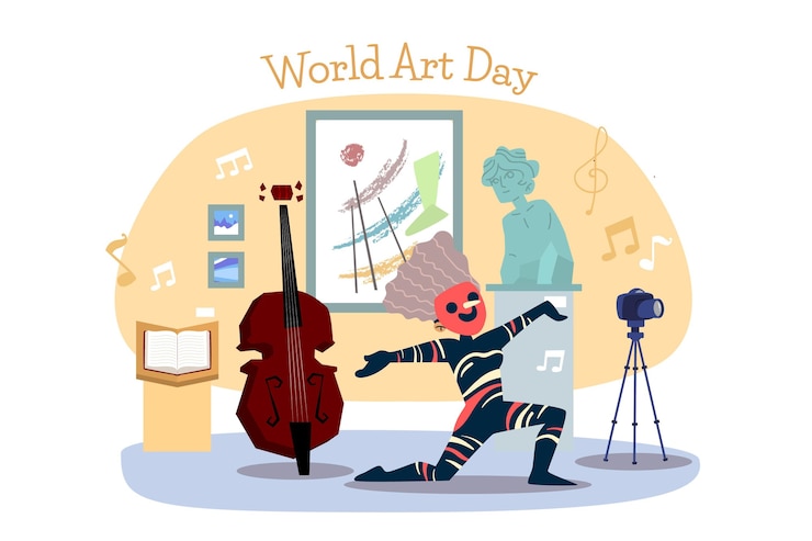 Vecteur gratuit illustration de la journée mondiale de l'art dessiné à la main