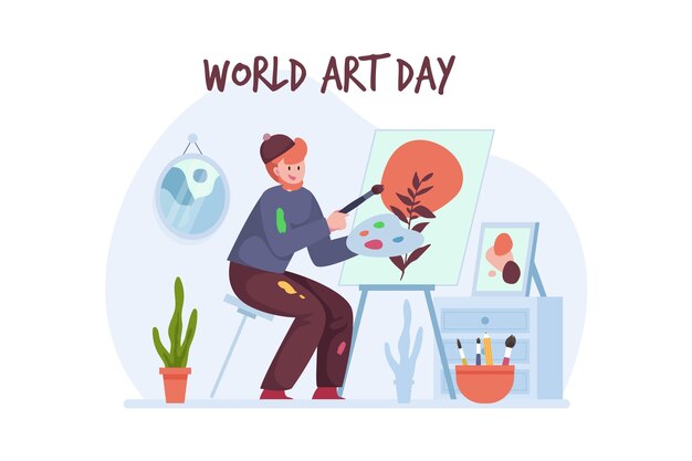 Illustration de la journée mondiale de l'art dessiné à la main