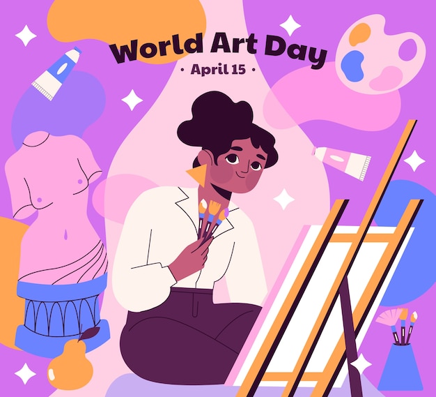 Vecteur gratuit illustration de la journée mondiale de l'art dessinée à la main