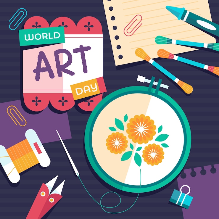 Vecteur gratuit illustration de la journée mondiale de l'art plat