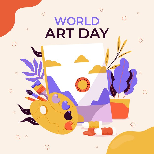Illustration de la journée mondiale de l'art plat