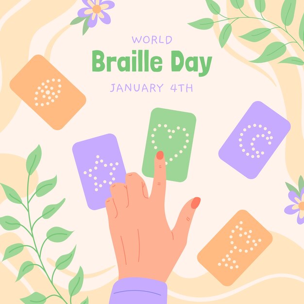 Illustration De La Journée Mondiale Du Braille Plat