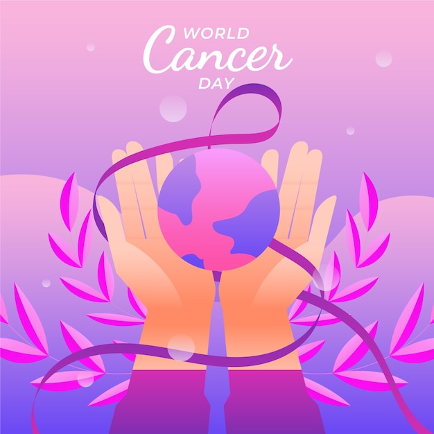 Vecteur gratuit illustration de la journée mondiale du cancer dégradé
