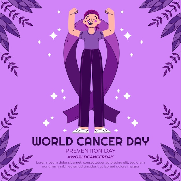 Vecteur gratuit illustration de la journée mondiale du cancer dessinée à la main