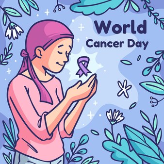 Illustration de la journée mondiale du cancer dessinée à la main