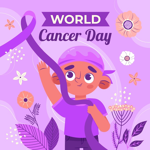 Vecteur gratuit illustration de la journée mondiale du cancer plat