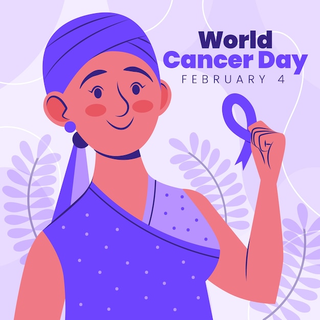 Vecteur gratuit illustration de la journée mondiale du cancer plat