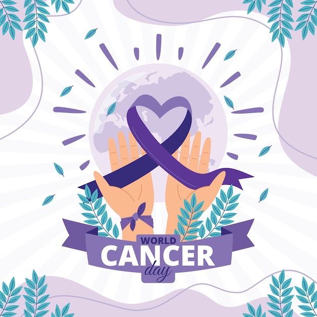 Illustration de la journée mondiale du cancer plat