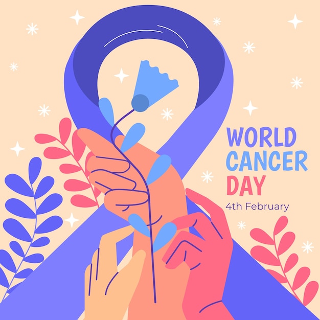 Illustration de la journée mondiale du cancer plat