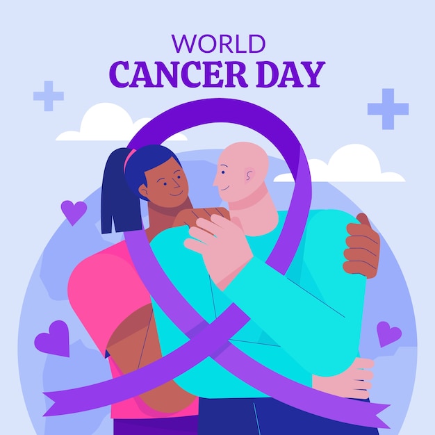 Vecteur gratuit illustration de la journée mondiale du cancer plat