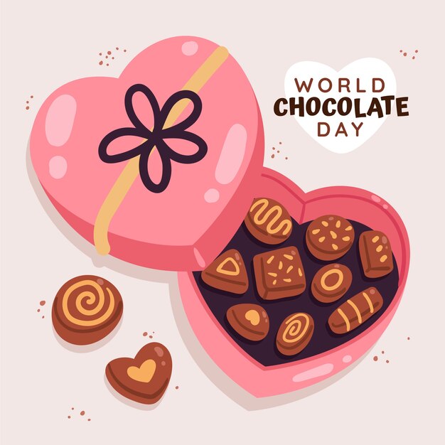 Illustration de la journée mondiale du chocolat dessiné à la main