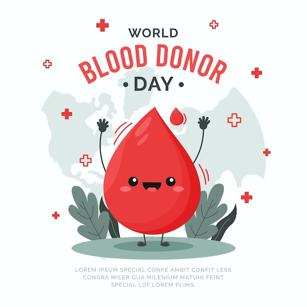 Illustration de la journée mondiale du donneur de sang plat