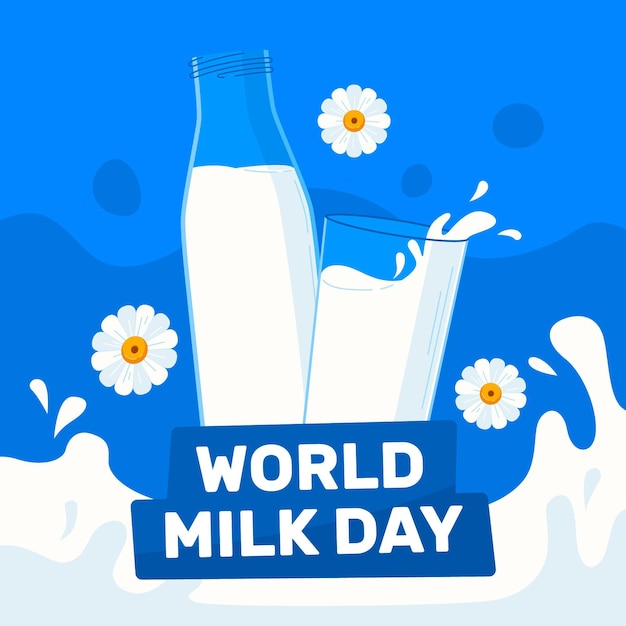 Illustration de la journée mondiale du lait plat biologique