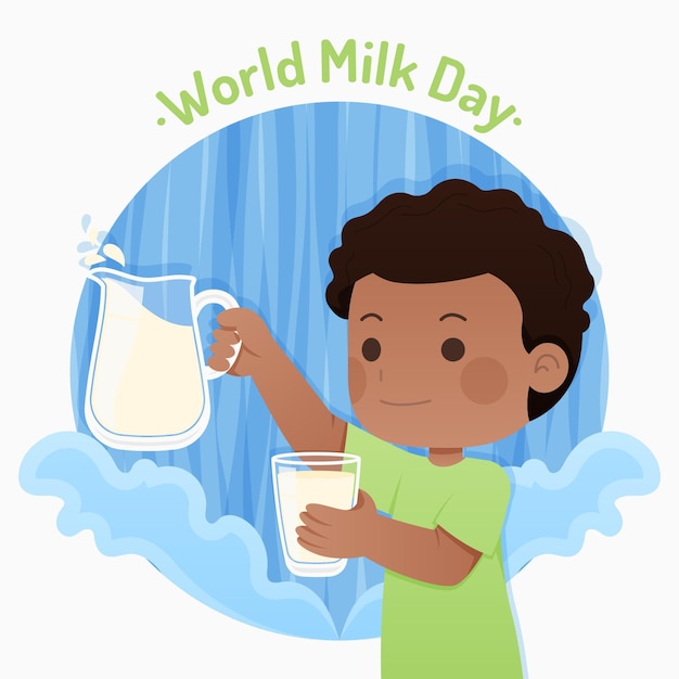 Vecteur gratuit illustration de la journée mondiale du lait plat