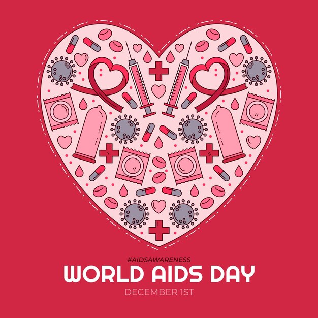 Illustration de la journée mondiale du sida dessinée à la main