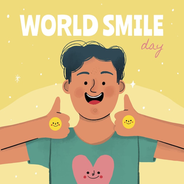 Illustration de la journée mondiale du sourire dessiné à la main