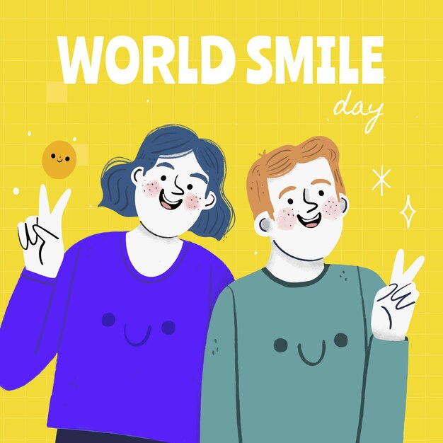 Illustration de la journée mondiale du sourire dessiné à la main