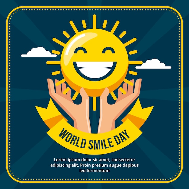 Vecteur gratuit illustration de la journée mondiale du sourire plat