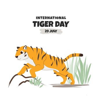 Illustration de la journée mondiale du tigre plat