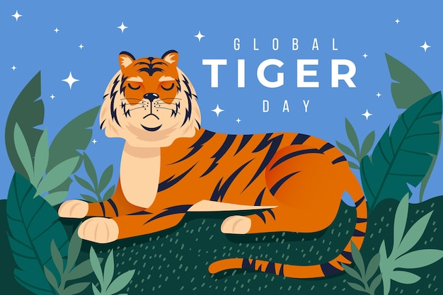Illustration de la journée mondiale du tigre plat